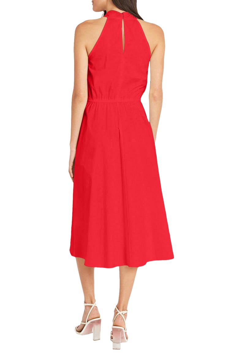 Halter Neck O-Ring Poplin Midi Dress, Alternate, color, TOMATO PUREE