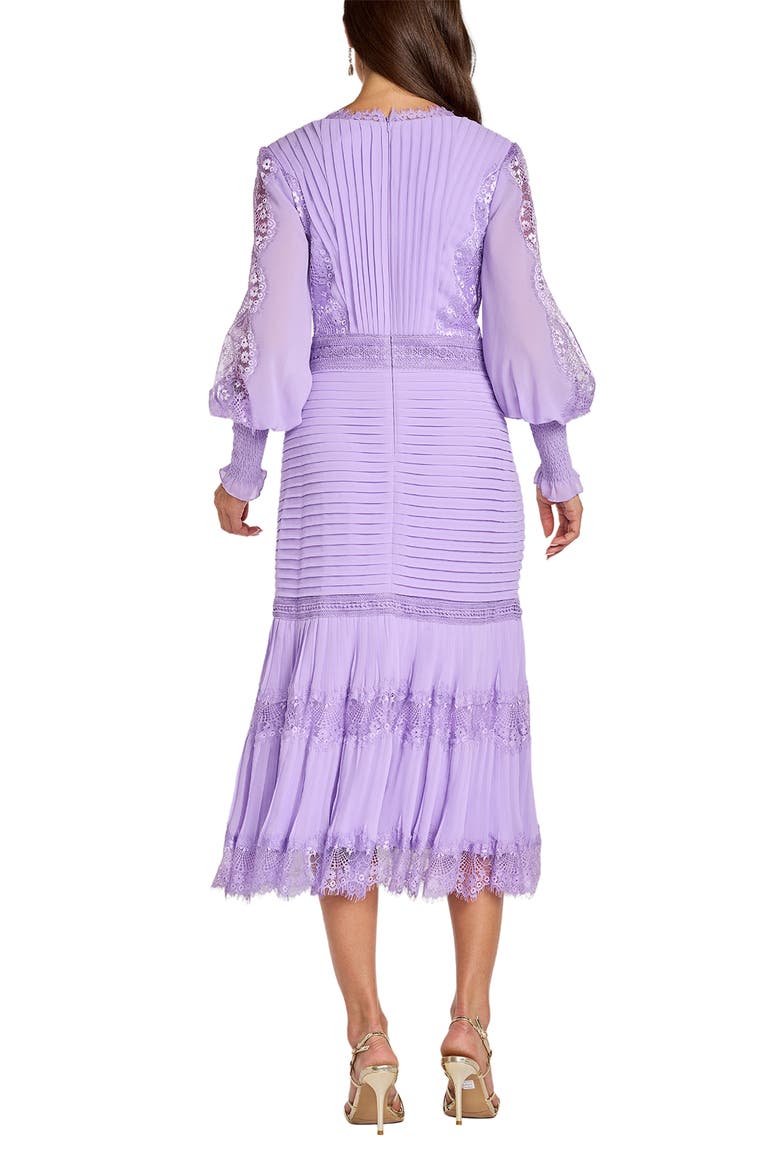 Lace Pintuck Long Sleeve Cocktail Dress, Alternate, color, PURPLE HAZE