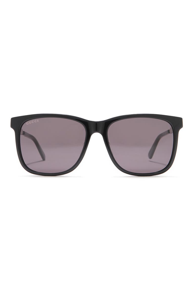 56mm Square Sunglasses, Main, color, BLACK