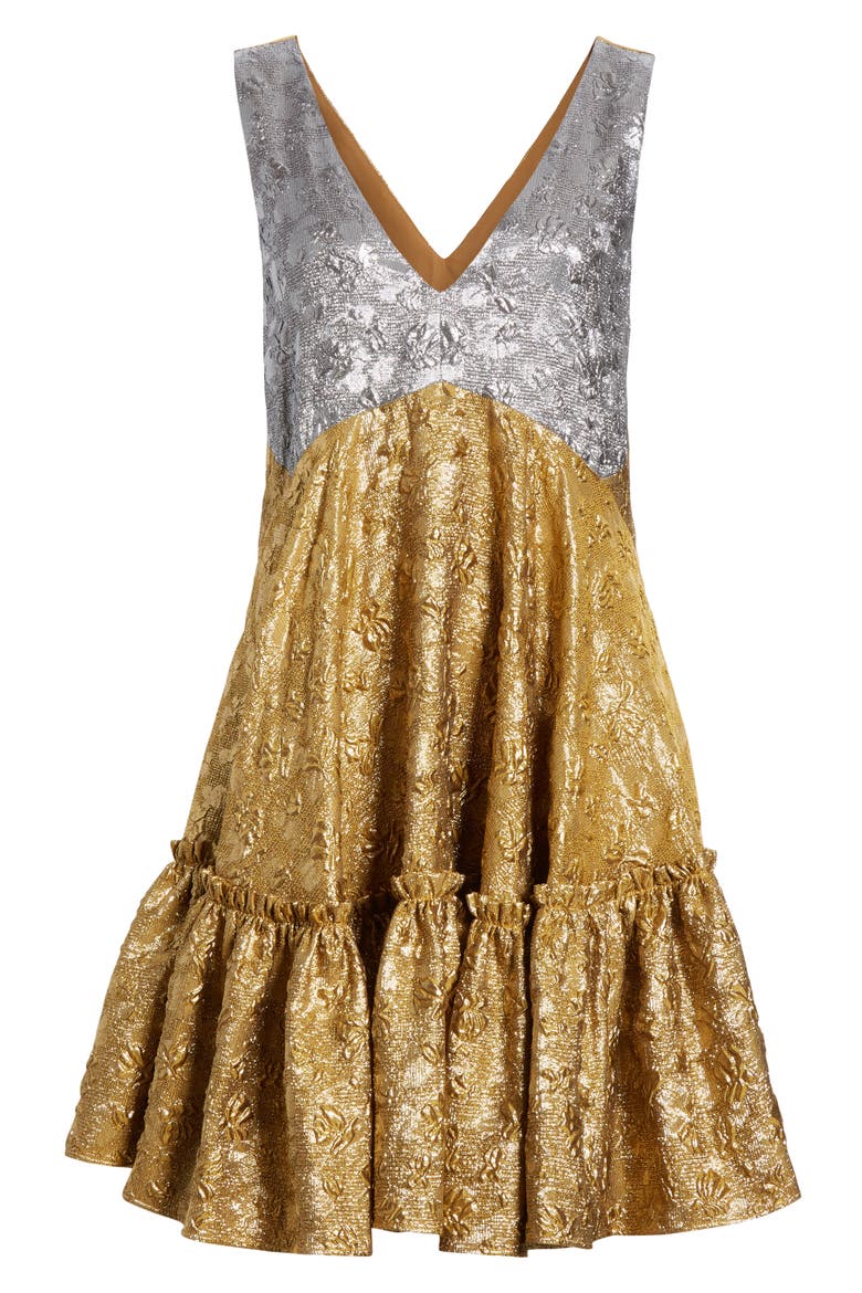 Nº21 Lamé Cloqué Minidress, Alternate, color, ORO