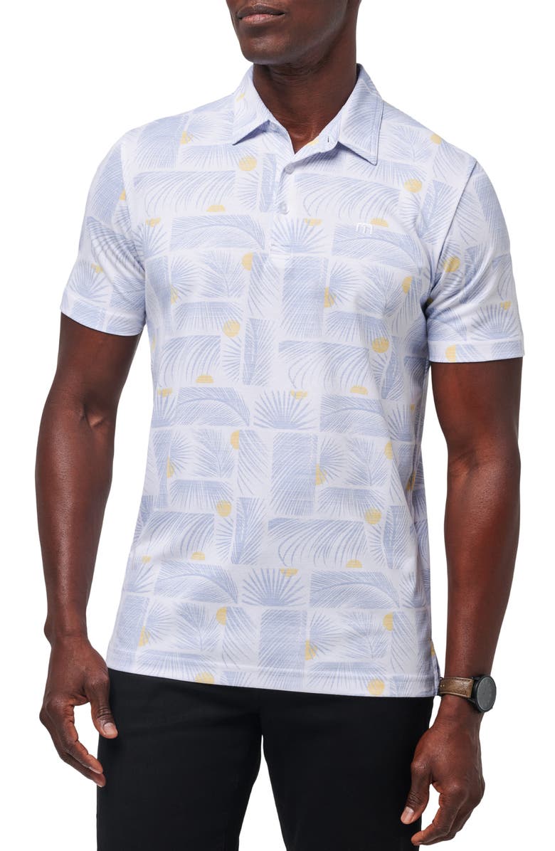 TravisMathew Sun Guilt Leaf Print Piqué Polo, Main, color, 