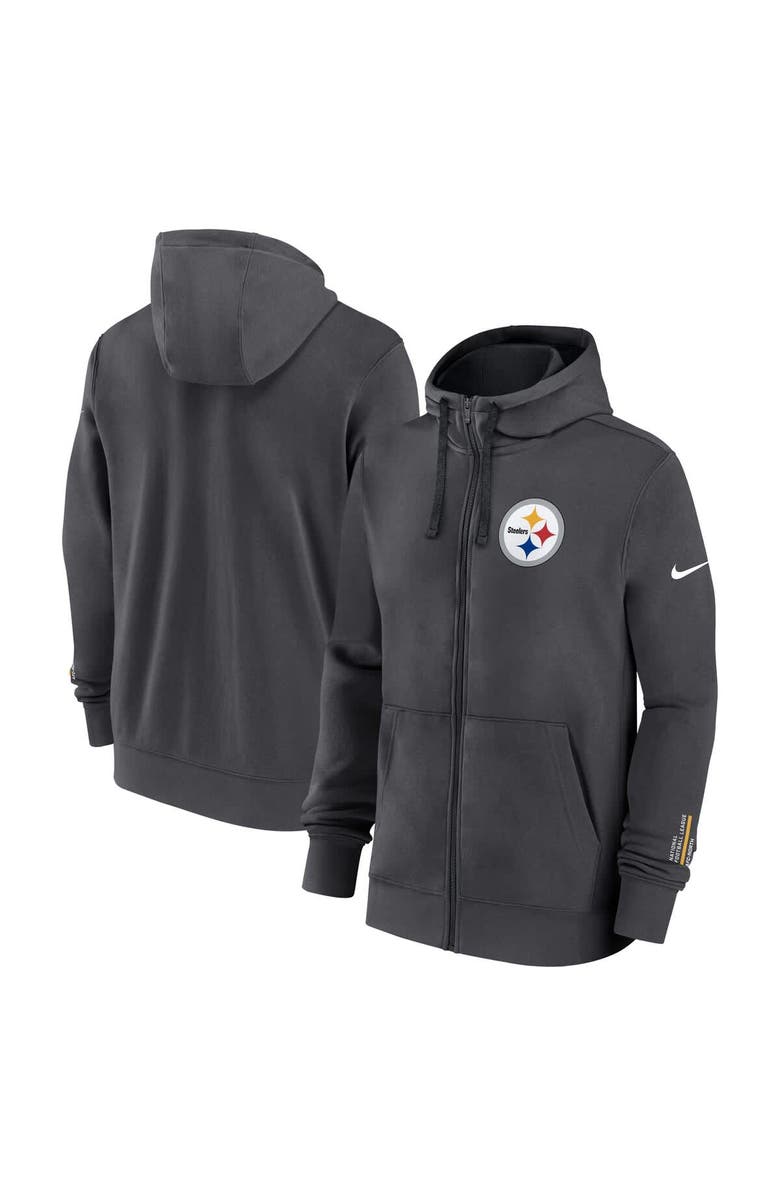 Nike Men's Nike Anthracite Pittsburgh Steelers Primetime Club Full-Zip Hoodie, Main, color, Anthracite