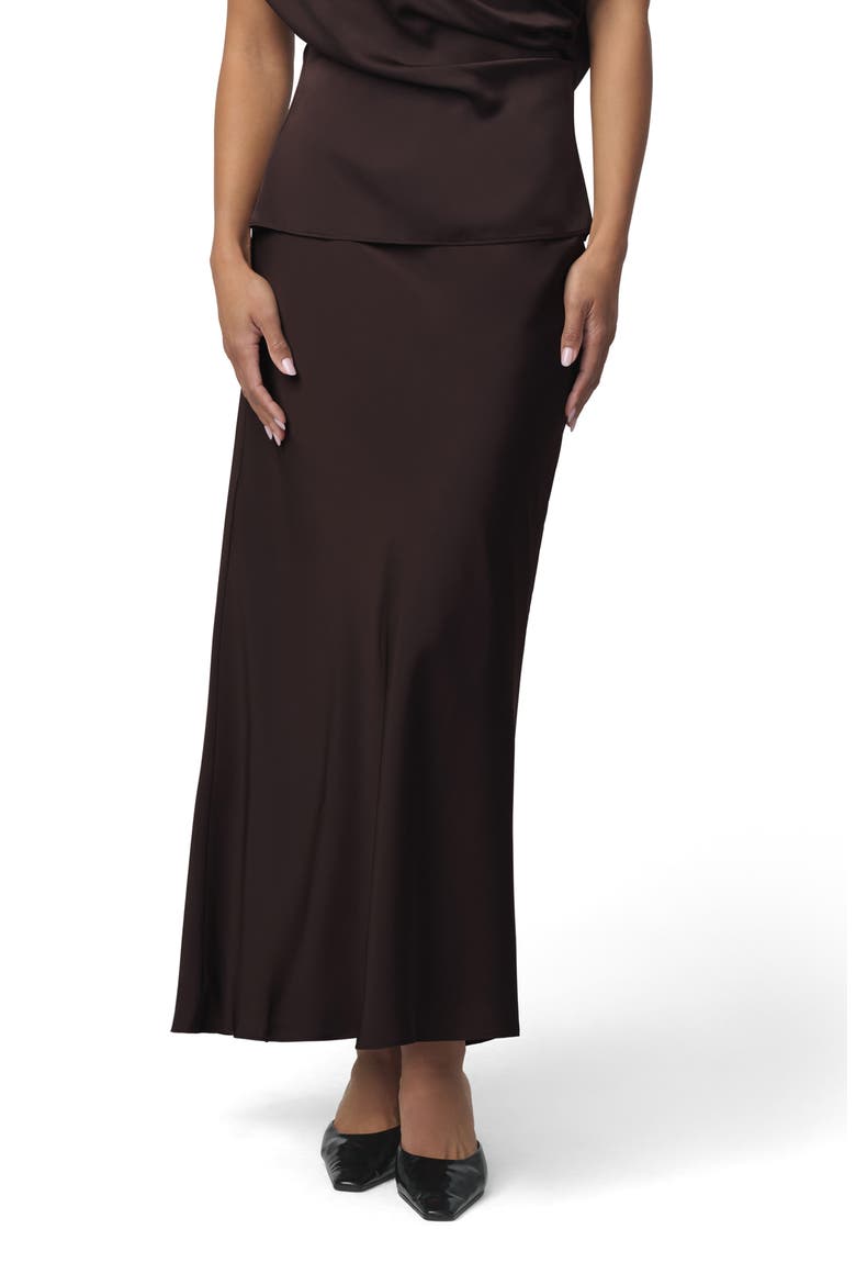 Ines Satin Maxi Skirt, Main, color, ESPRESSO