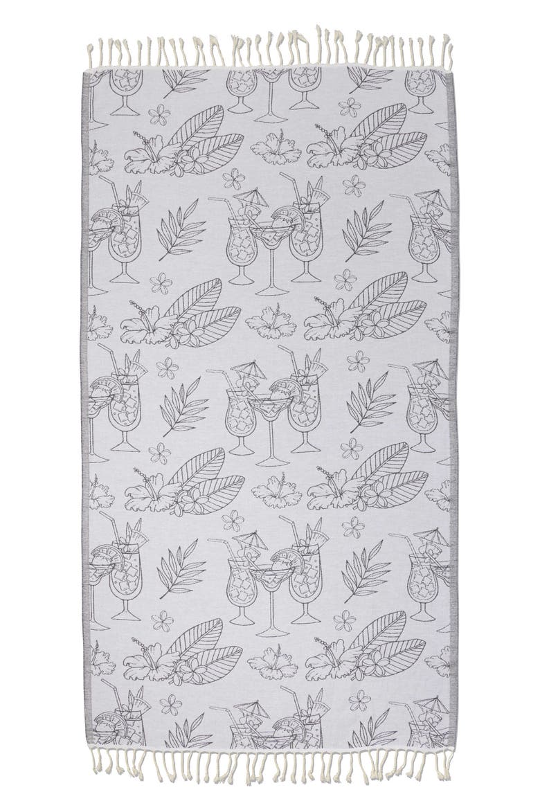Tropical Drink Organic Turkish Towel, Alternate, color, Black