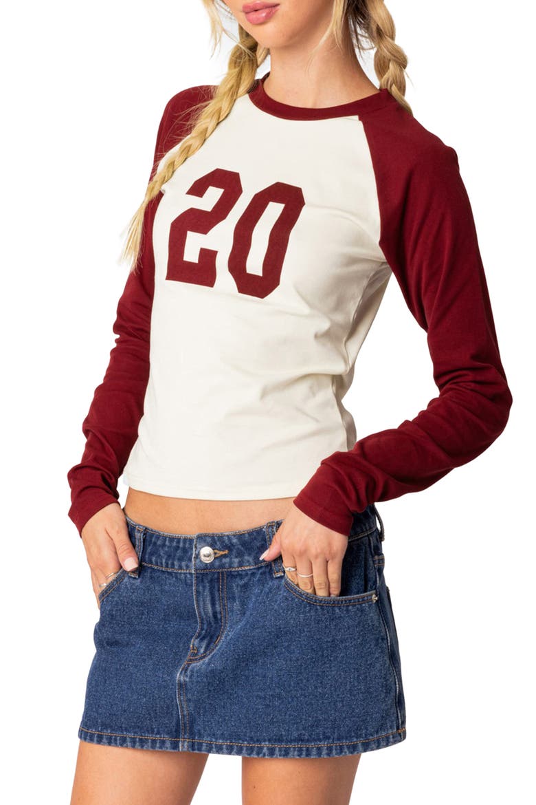 Feeling 20 Long Sleeve Cotton Graphic T-Shirt, Alternate, color, BORDU