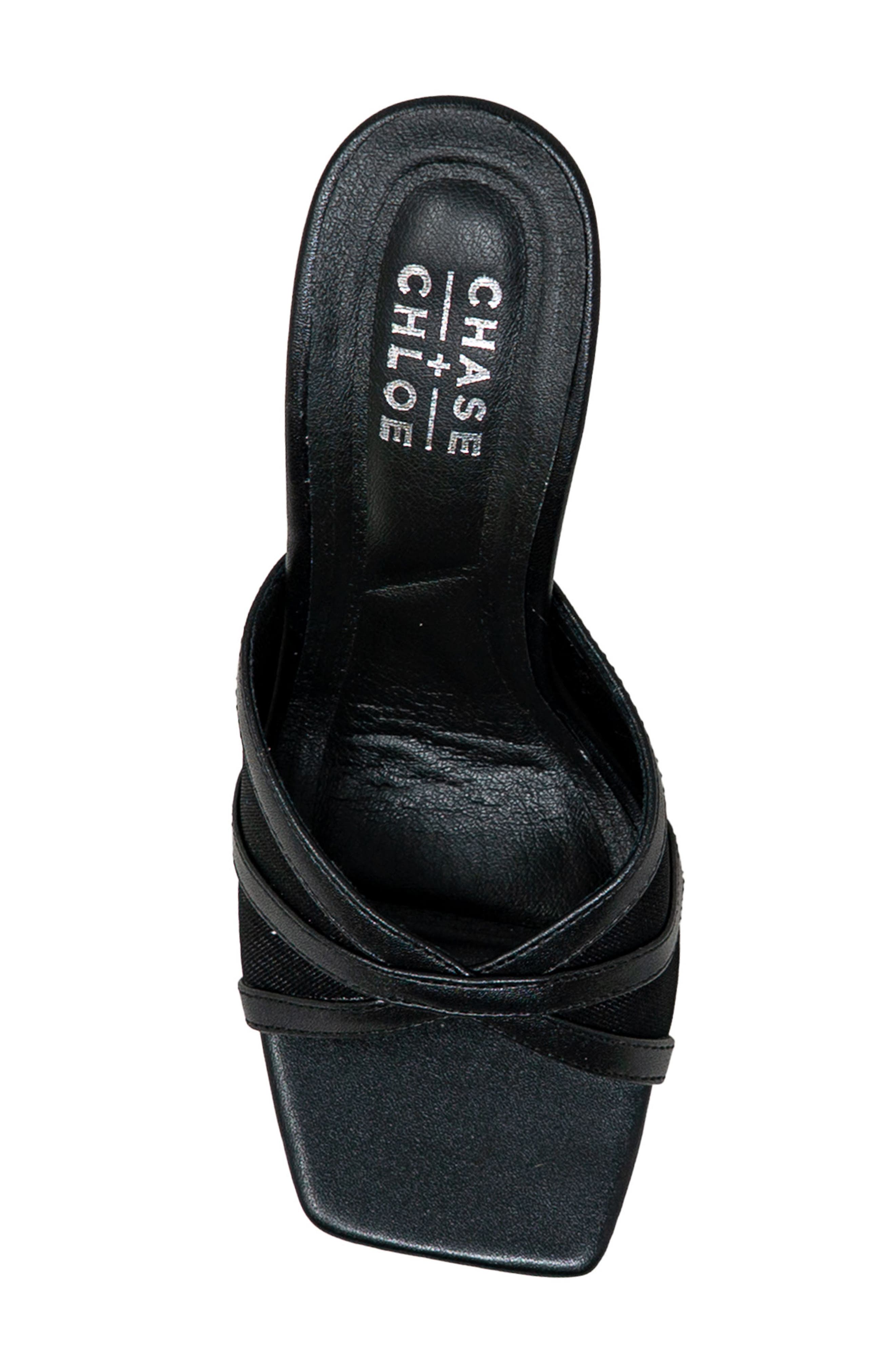 CHASE AND CHLOE Mesh Mule Stiletto Sandal, Alternate, color, Black