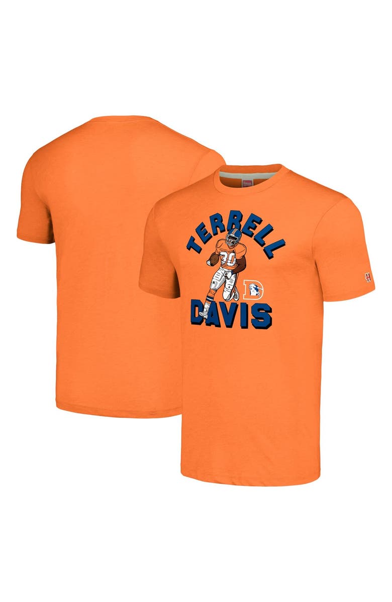 Homage Men's Homage  Terrell Davis Heathered Orange Denver Broncos  Caricature Retired Player Tri-Blend T-Shirt, Main, color, 