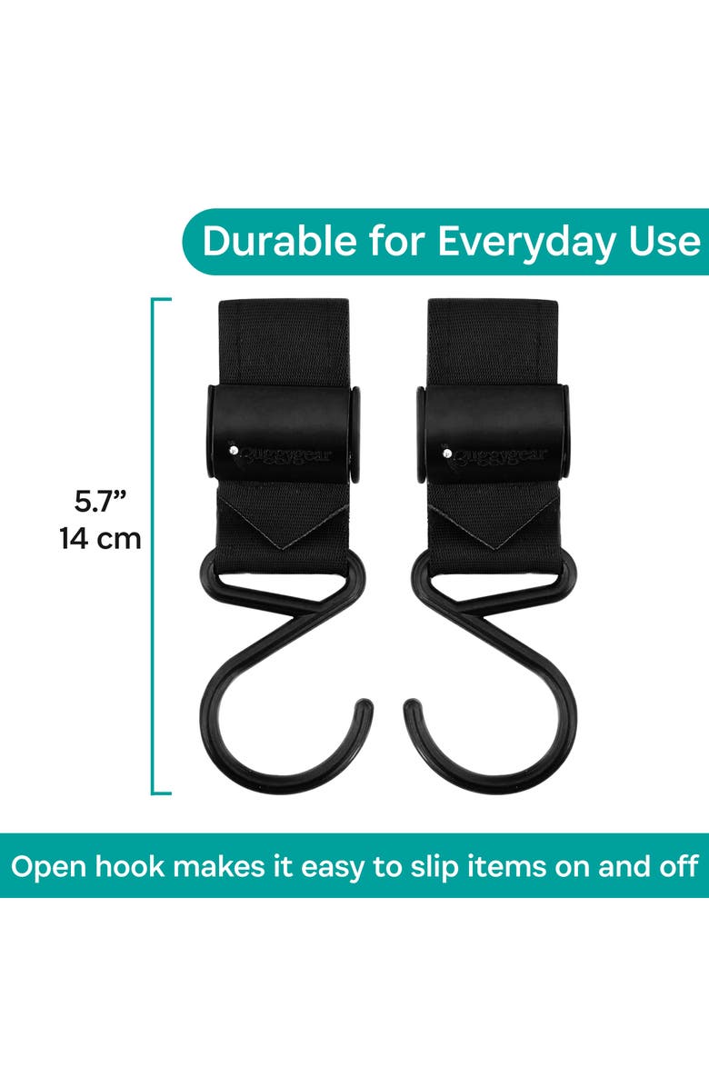 BuggyGear 2-Pack Stroller Hooks, Alternate, color, Matte Black