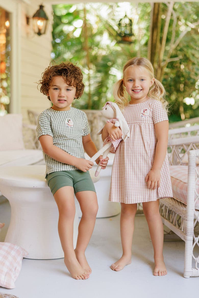 Gingham Owl Collection - Tee and Shorts, Alternate, color, Sage