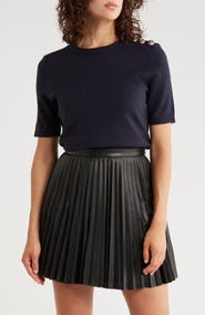 French Connection Button Trim Short Sleeve Sweater