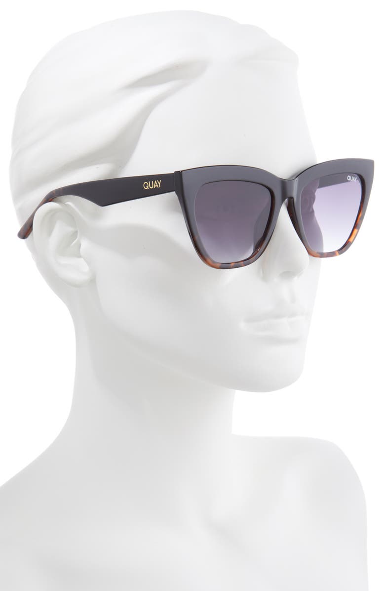 QUAY Australia For Keeps 56mm Cat Eye Sunglasses, Alternate, color, Blktrt Smk