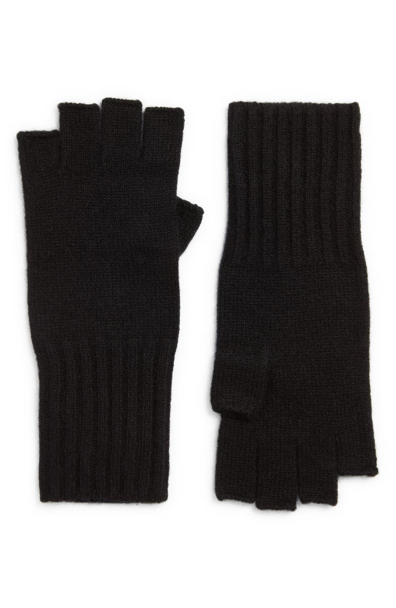 Nordstrom Cashmere Fingerless Gloves, Main, color, Black Rock