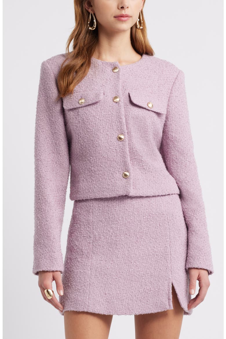 Tweed Crop Jacket, Alternate, color, PURPLE DAWN