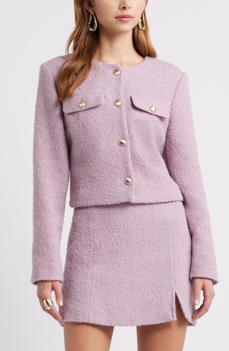 Open Edit Tweed Crop Jacket, Alternate, color, Purple Dawn