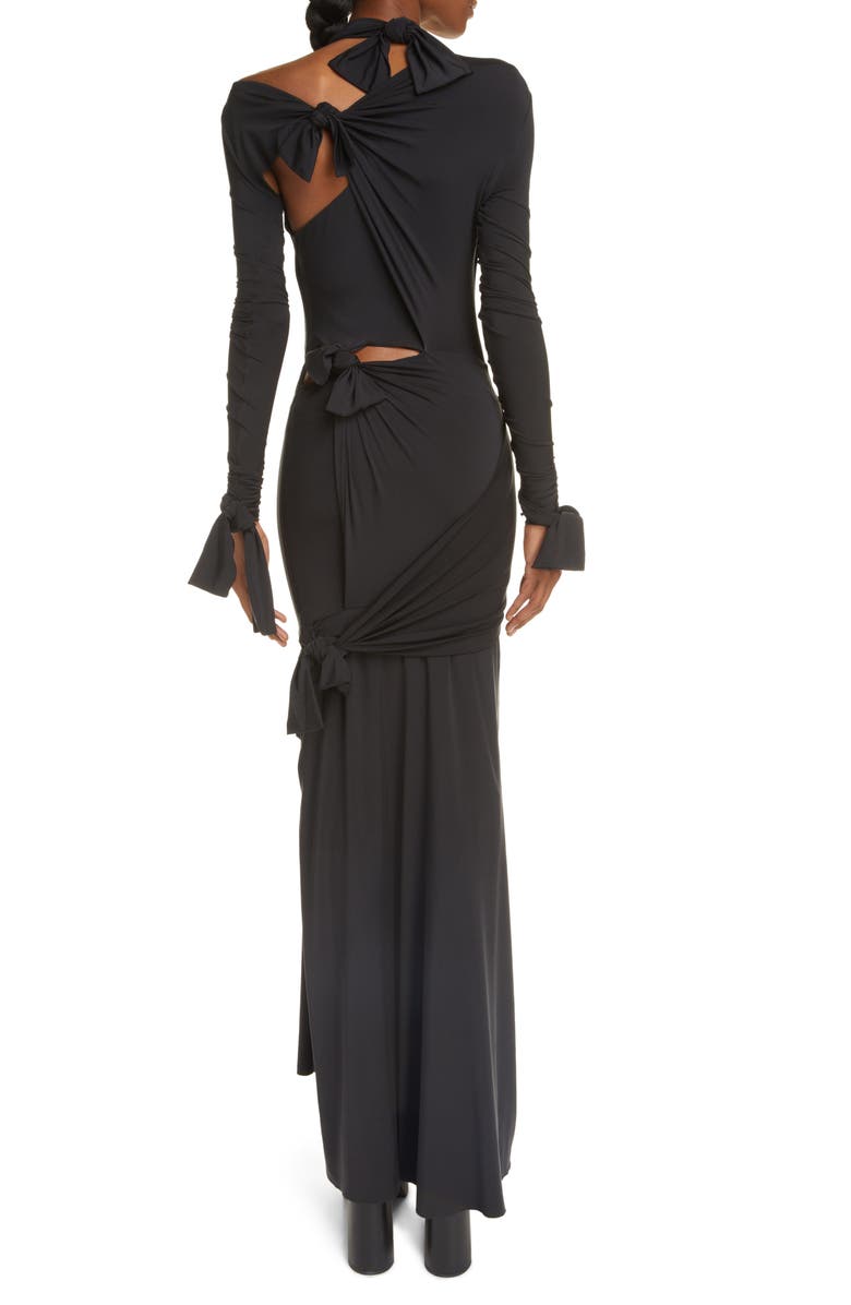 Balenciaga Knotted Cutout Long Sleeve Stretchy Jersey Gown, Alternate, color, 