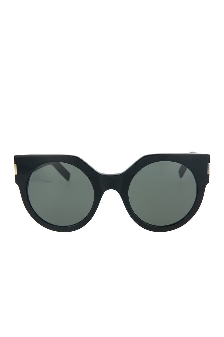 52mm Round Sunglasses, Alternate, color, SHINY BLACK