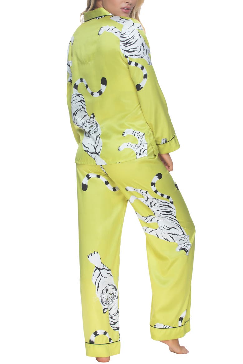Adrienne Print Satin Pajamas, Alternate, color, TIGER