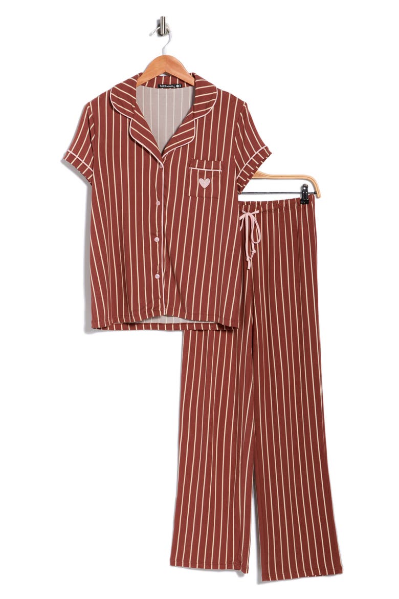 Ginnie Pajamas, Alternate, color, BASIC STRIPE/ NUTMEG/ IVORY