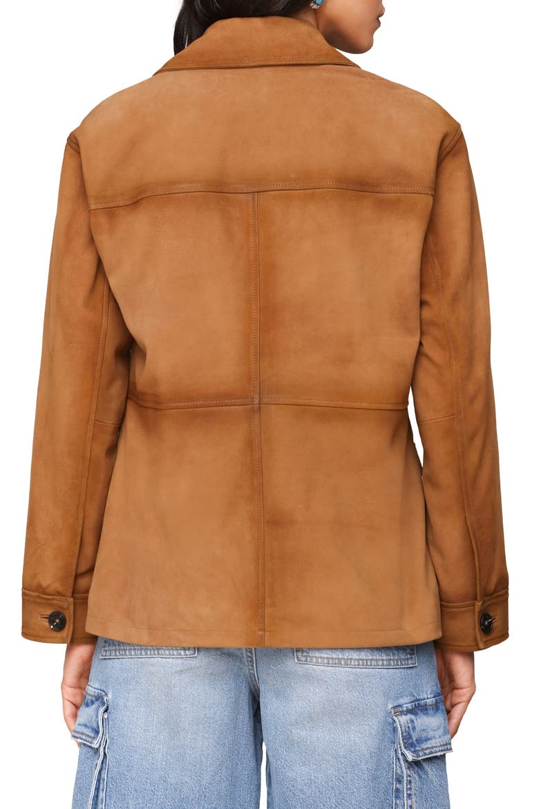 Suede Notch Collar Jacket, Alternate, color, CAMEL