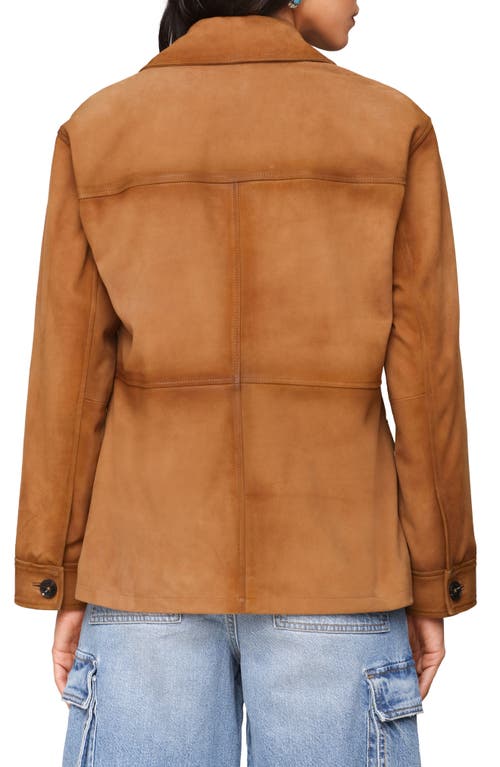 Avec Les Filles Suede Notch Collar Jacket In Brown