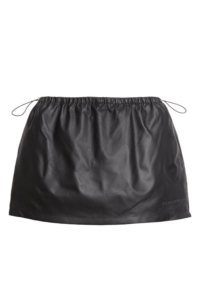 Alexander Wang Bungee Waist Leather Miniskirt, Main, color, Black