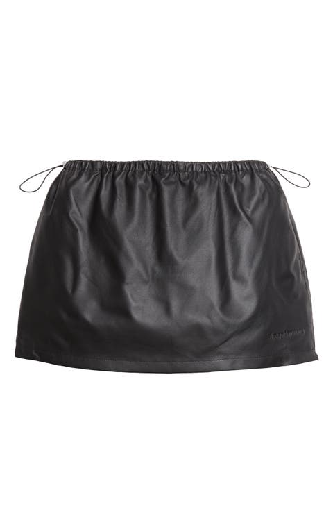 Bungee Waist Leather Miniskirt
