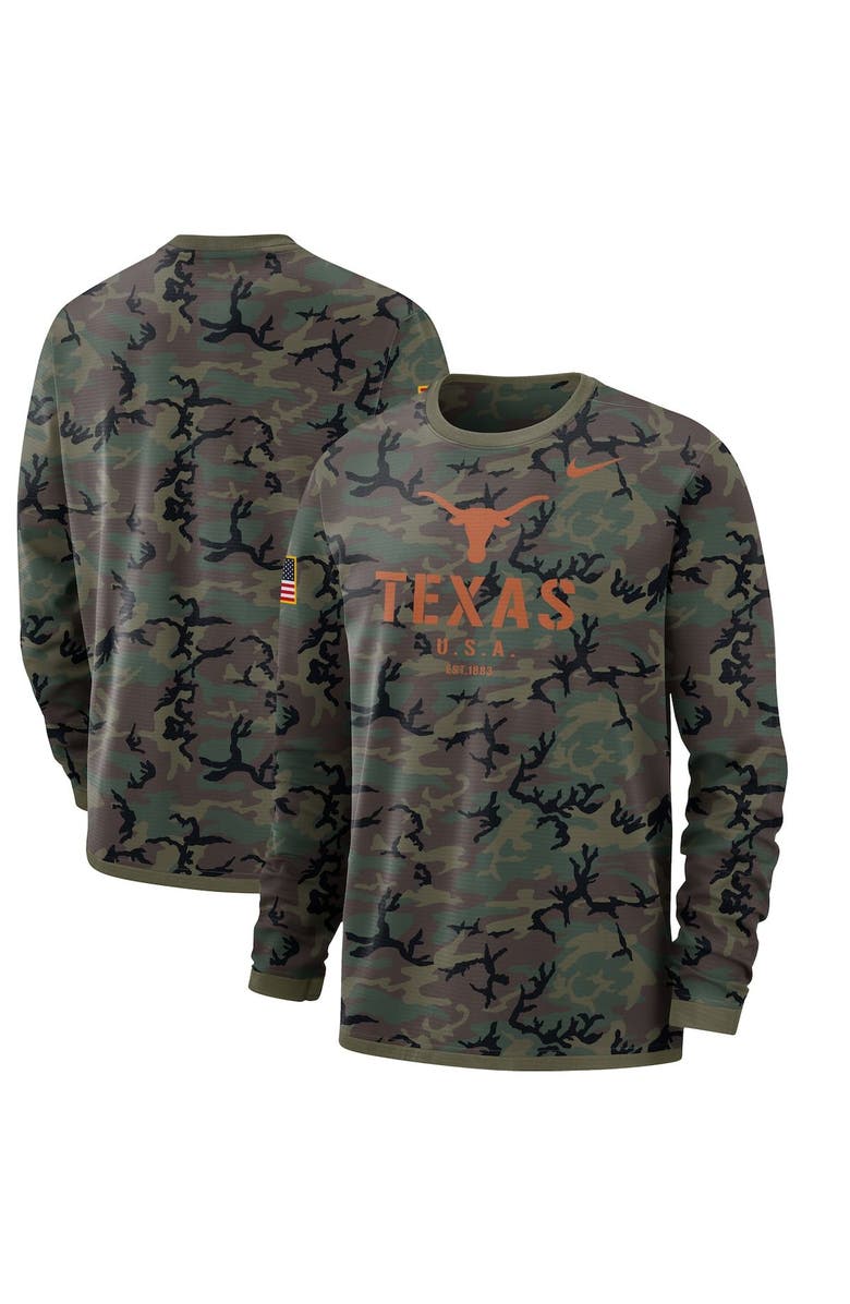 Nike Men's Nike Camo Texas Longhorns Military Appreciation Performance Long Sleeve T-Shirt, Main, color, 