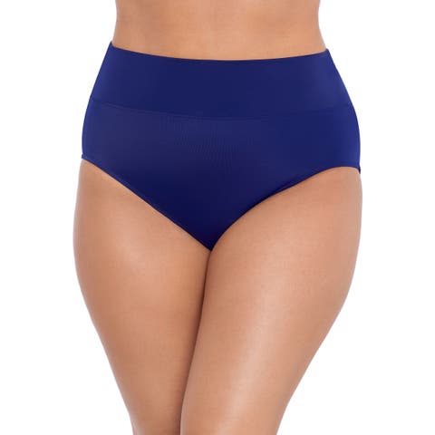 Wide Waistband Yoke-Top Control Plus Size Swim Brief