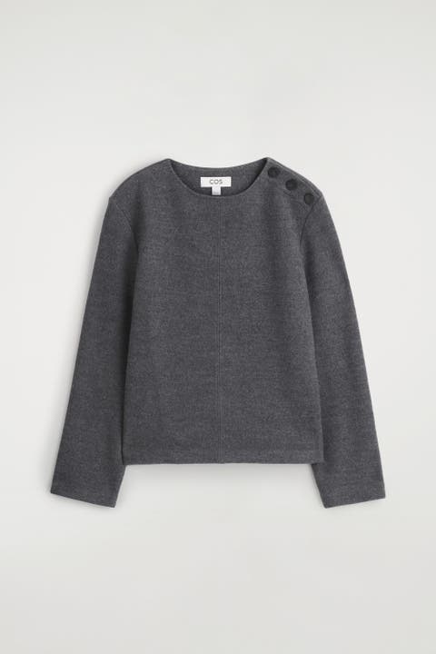 Button-Detail Boiled-Wool Sweatshirt
