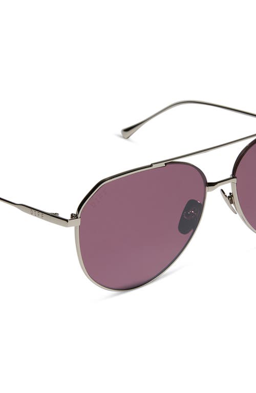 Diff Dash 61mm Polarized Aviator Sunglasses In Aubergine With Silver Flash