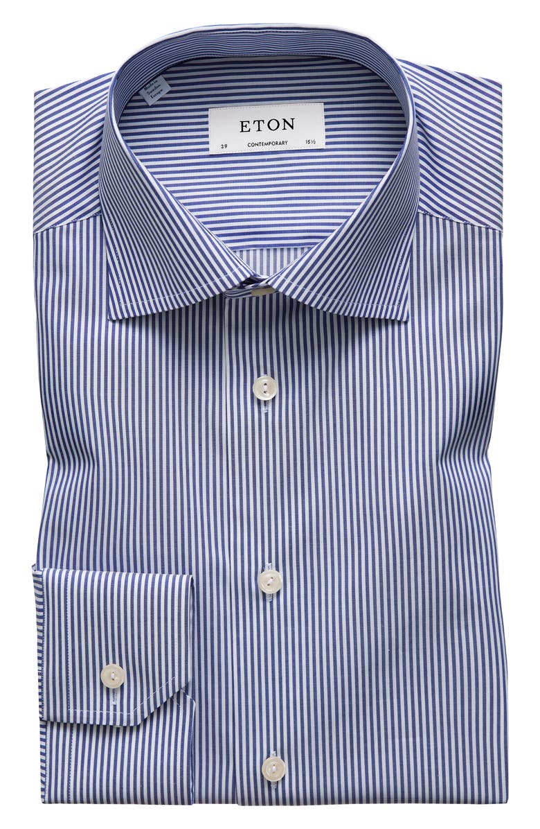 Eton Contemporary Fit Stripe Cotton Dress Shirt, Main, color, 