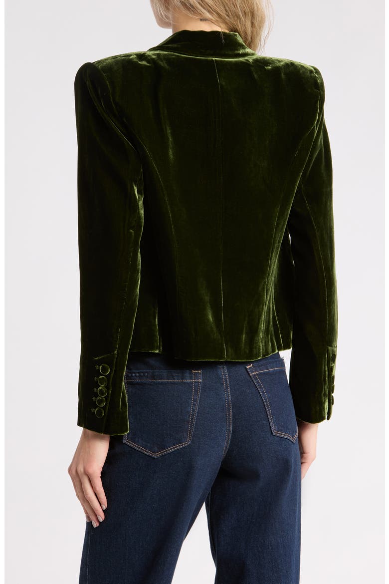 Brooke Double Breasted Cropped Velvet Blazer, Main, color, DEEP OLIVE