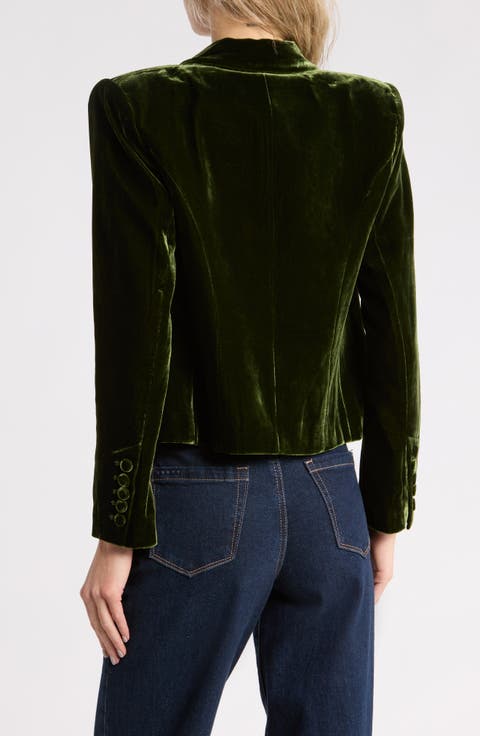 Brooke Double Breasted Cropped Velvet Blazer