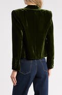 L'AGENCE Brooke Double Breasted Cropped Velvet Blazer
