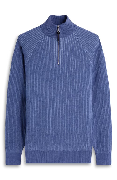 Bugatchi Merino Wool Quarter Zip Polo Sweater In Blue