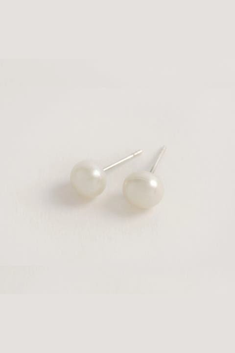 Fresh Water Pearl and Silver Stud Earrings