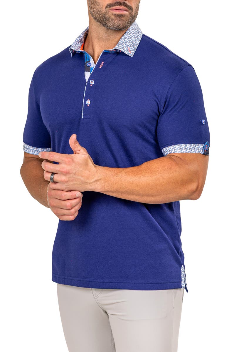 Maceoo Newton Marthyr0025 Blue Button-Down Piqué Polo, Alternate, color, 