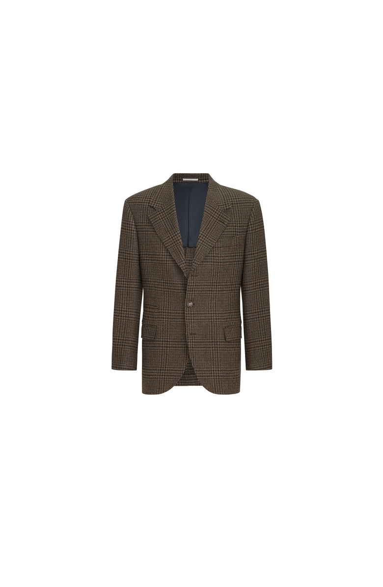 Brunello Cucinelli Cashmere Prince of Wales Tailor blazer, Alternate, color, Chestnut