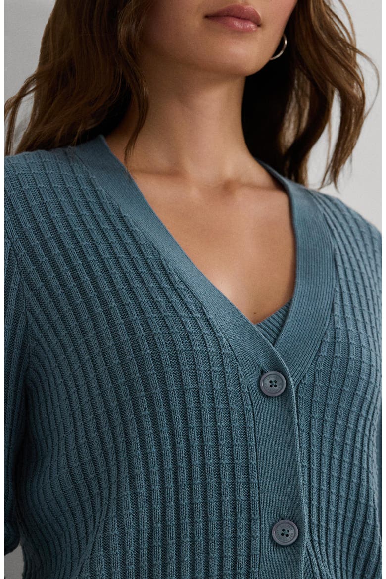 Crop Cotton Blend Cardigan, Alternate, color, BLUE DUSK