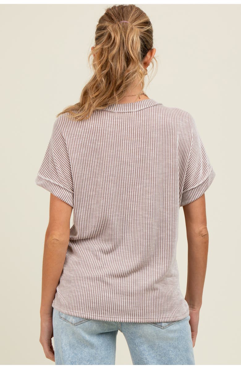 PinkBlush Ribbed Exposed Seam Short Sleeve Top, Alternate, color, Taupe