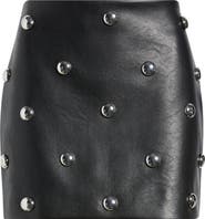 MANGO Carla Studded Faux Leather Miniskirt