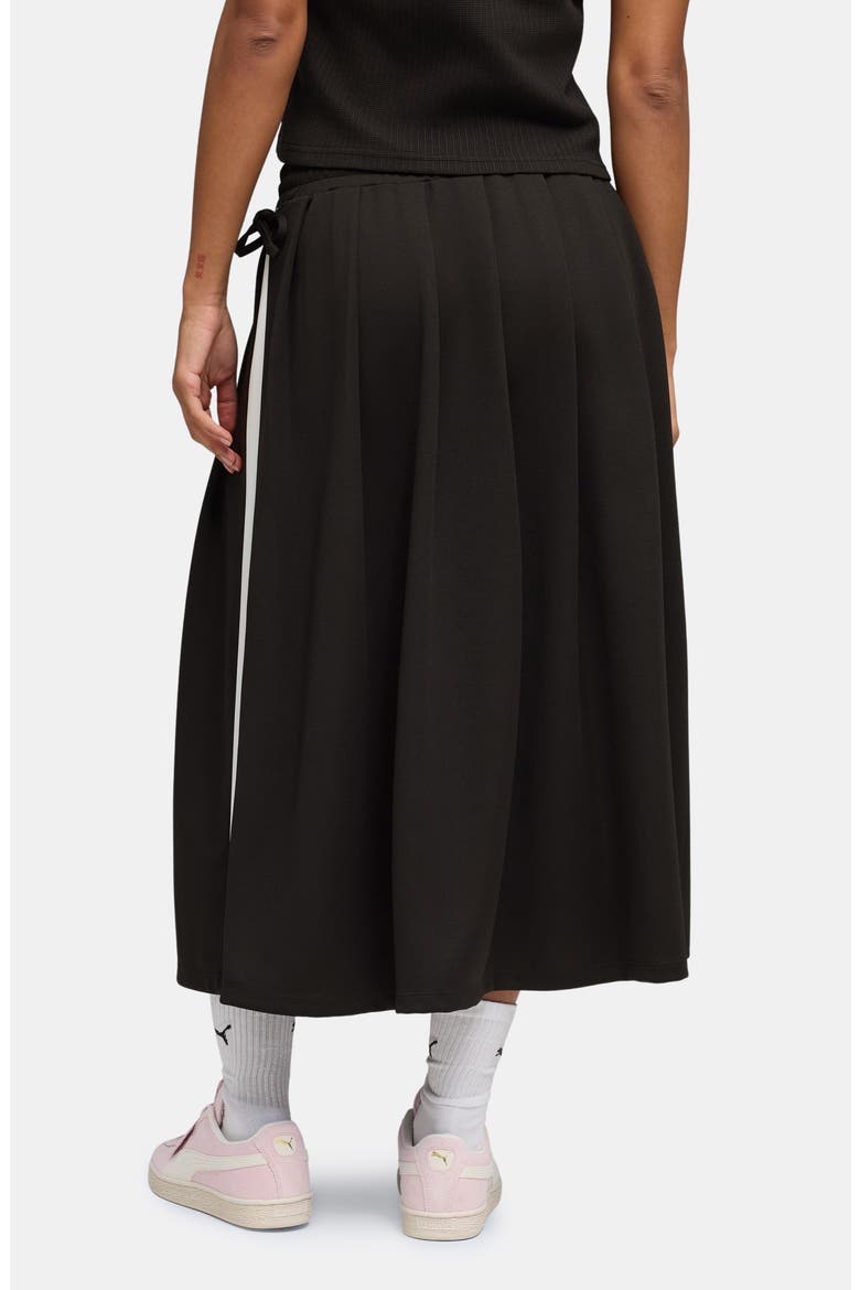 T7 Pleated Midi Skirt, Alternate, color, PUMA BLACK