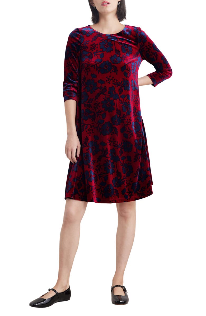 Seasalt Cornwall Mahona Floral Print Velvet Shift Dress, Main, color, 