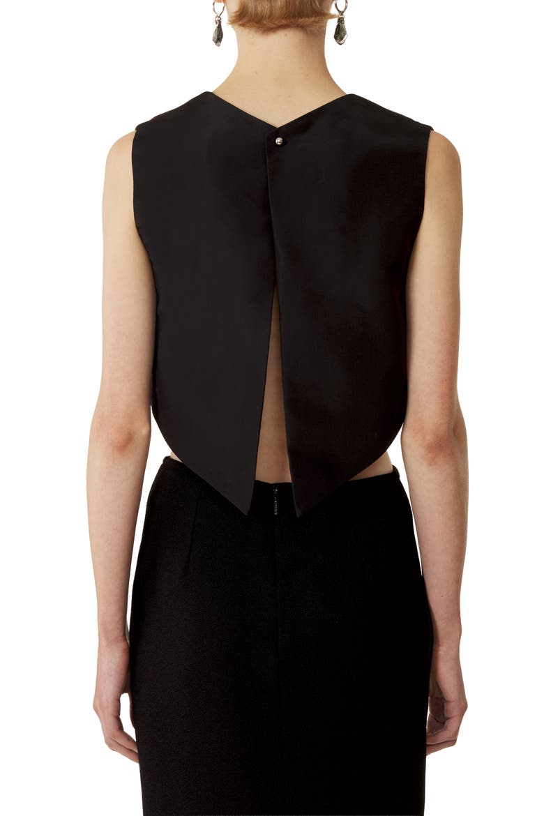 Silk Faille Cropped Top, Alternate, color, Black