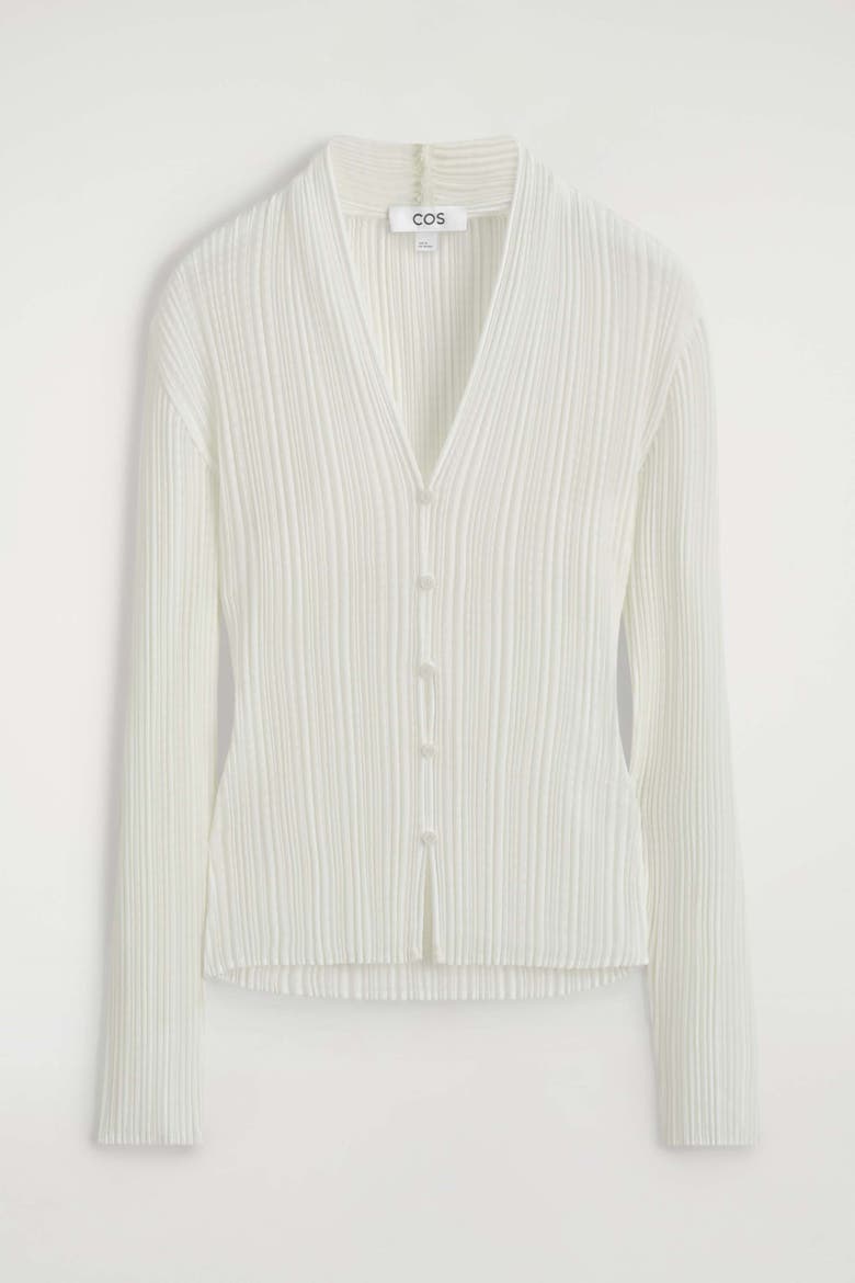Pleated Jacquard Cardigan, Alternate, color, WHITE