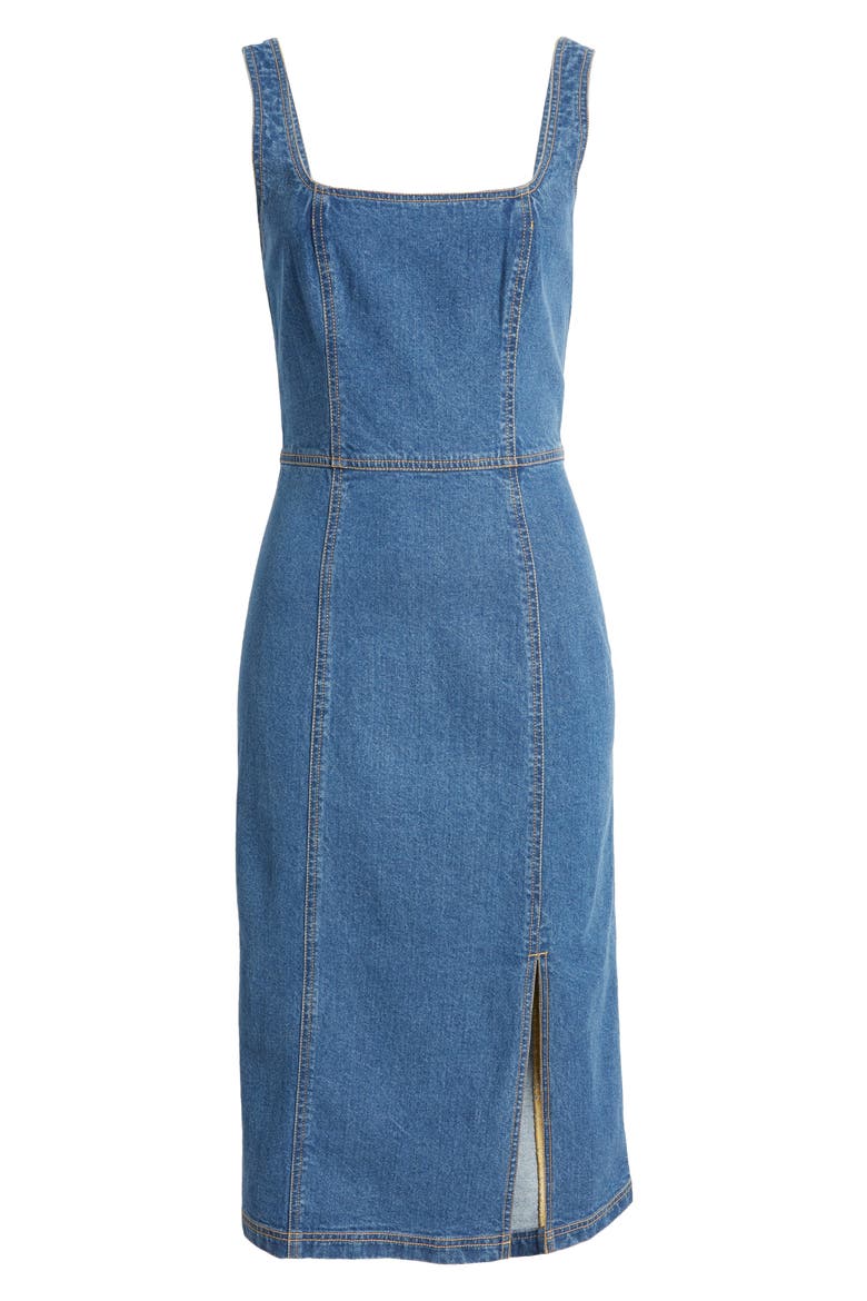 Josette Square Neck Denim Dress, Alternate, color, WASHED DENIM