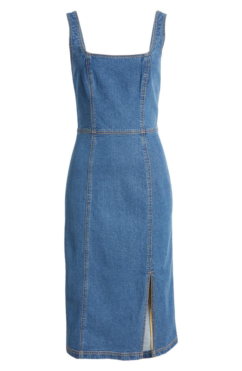 Steve Madden Josette Square Neck Denim Dress, Alternate, color, Washed Denim