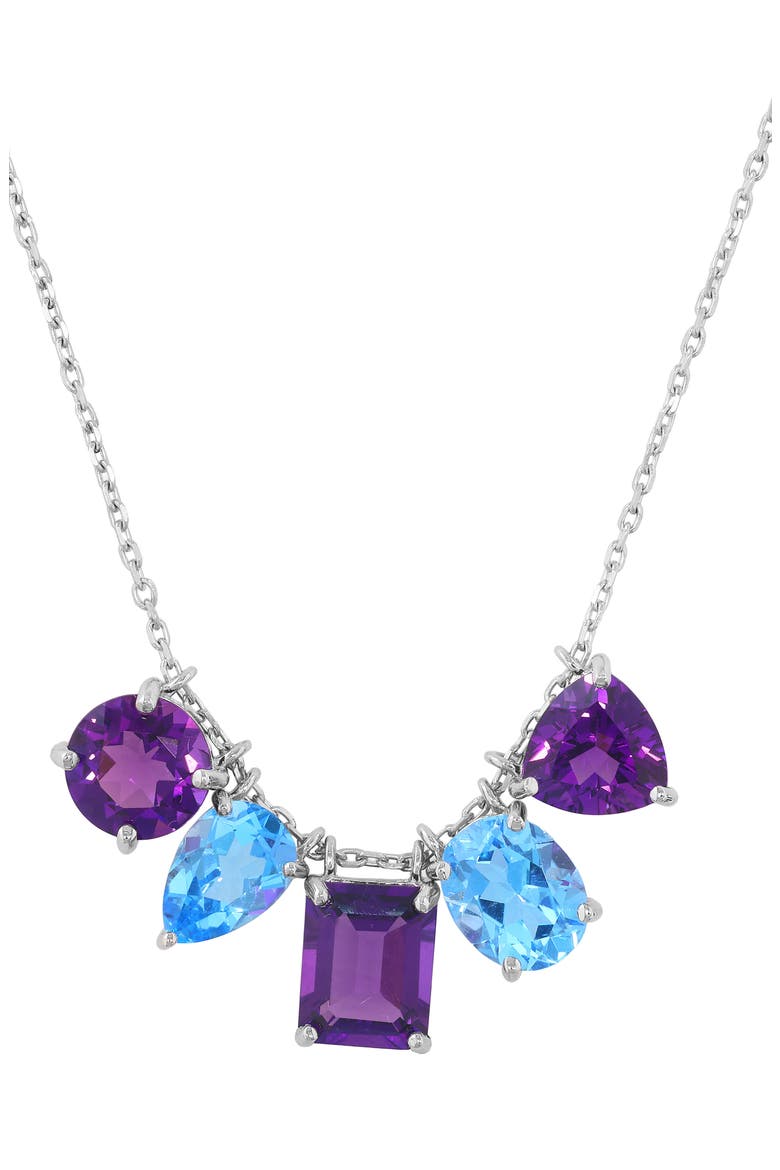 Sterling Silver Amethyst & Blue Topaz Frontal Necklace, Alternate, color, AMETHYST/ TOPAZ MULTI