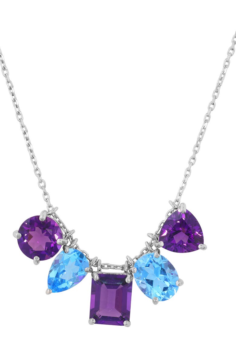 EFFY Sterling Silver Amethyst & Blue Topaz Frontal Necklace, Alternate, color, Amethyst/ Topaz Multi