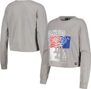 THE WILD COLLECTIVE Women's The Wild Collective Gray Los Angeles Dodgers Cropped Long Sleeve T-Shirt